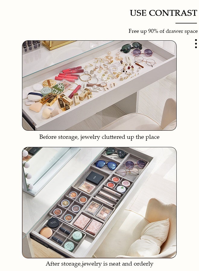 DUNISO Stackable Jewelry Organizer Trays, Velvet Jewelry Trays Organizer for Drawers, Closet Drawer Accessories Tray Set of 6 Drawer Organizer for Earring, Ring, Display Organizer Necklace Storage Showcase Bracelet Removable Tray - Image 4